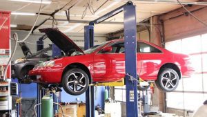 Car at auto shop for maintenance