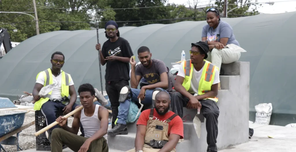 A group of skilled trade students in Philadelphia is collaborating on hands-on vocational training projects together.
