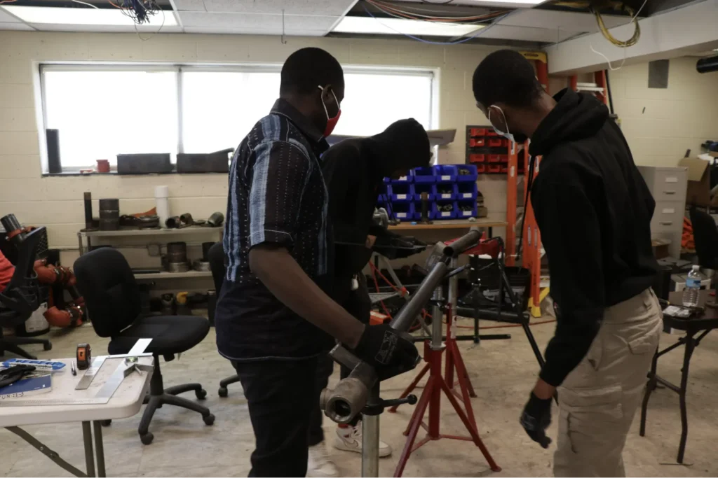  Student at PTTI during pipefitting workshop 