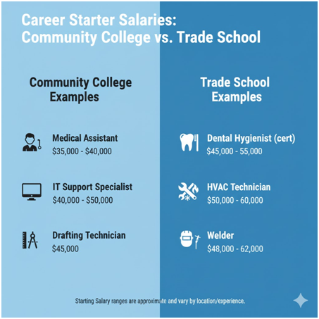 Career Starter Salaries: Community College vs. Trade School