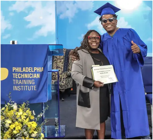 Young Philadelphia student getting hired as a mechanic after completing trade school program at PTTI