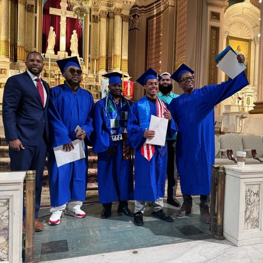 Student at PTTI during graduation ceremony with Mentors