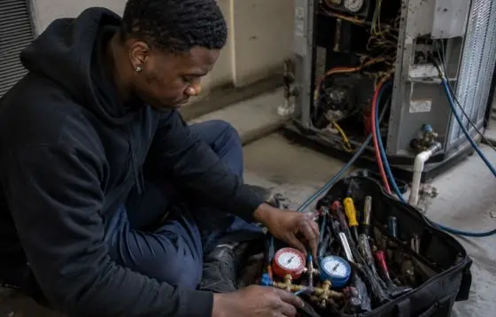 A HVAC Technician at HVAC service site
