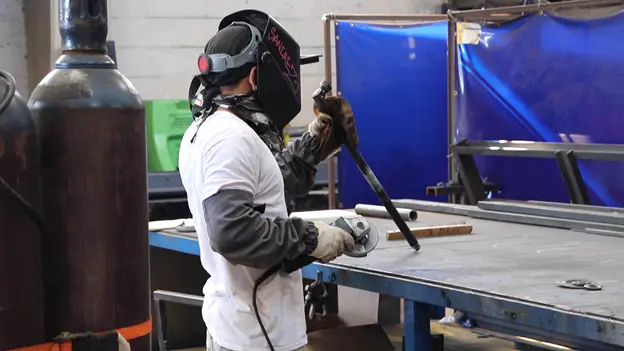 A certified welder at the training lab