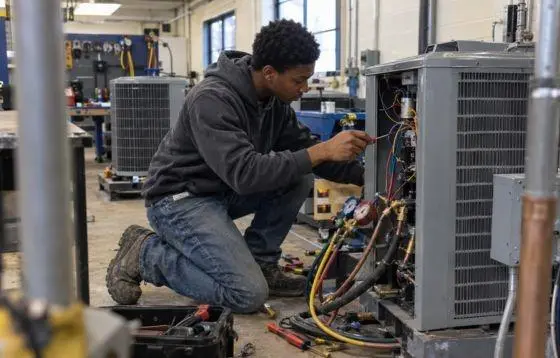 An HVAC Technician at work lab