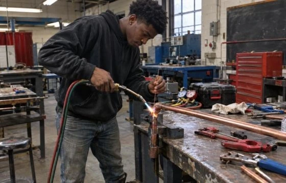 An HVAC Technician at work lab 