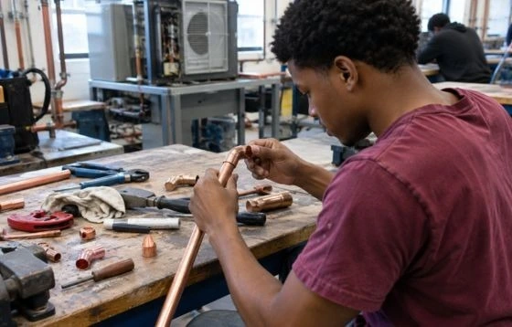 An HVAC technician at work lab 