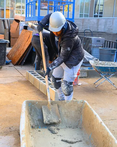 Concrete technician at job site