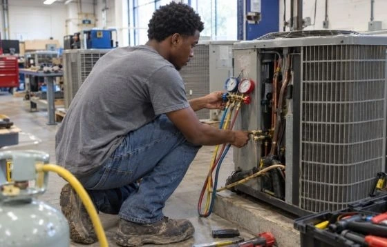 HVAC Technician at work lab