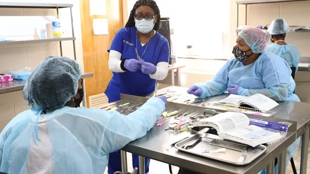 Students during sterile processing Training